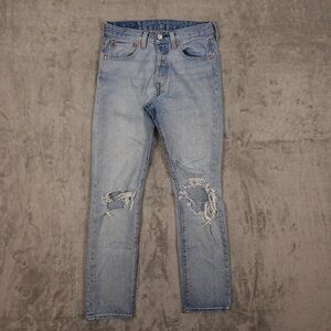 Levi's jeans 501 Original Fit straight men's 28x32 blue denim red tab distressed
